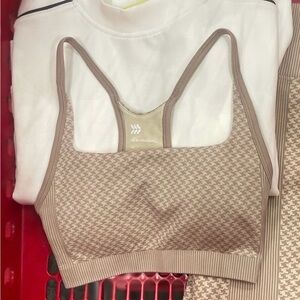 All in Motion Houndstooth Sports Bra - Tan